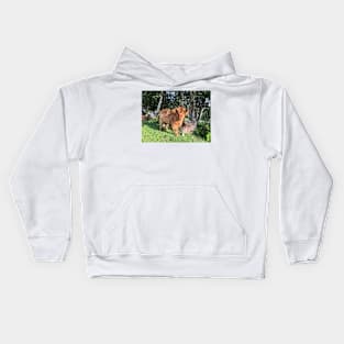 Scottish Highland Cattle Calf 1815 Kids Hoodie